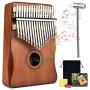 Kalimba Thumb Piano 17 Keys Portable Finger Piano Music Instrument Mahogany Solid Wood with Study Instruction Tune Hammer Stickers