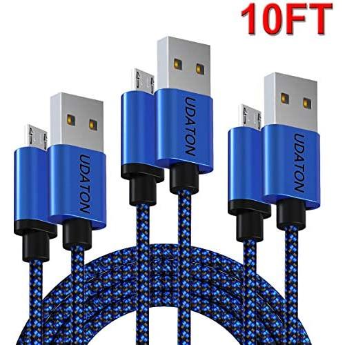 10FT Micro USB Cable Android Long Charging Cord Tablet Phone Fast Charger Cord Compatible Kindle Fire 7/8 Tablet Samsung Galaxy S7 S6 Edge/J7 J3 Prime Pro,Galxy Tab A 10.1 Tab E,PS4 Pro/Slim