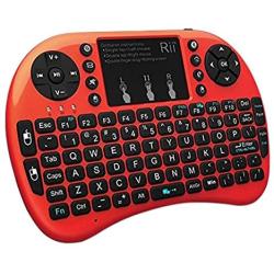 Rii i8+ BT Mini Wireless Bluetooth Backlight Touchpad Keyboard with Mouse for PC/Mac/Android, Red (RTi8BT-6)