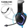 Gaming Headset with Mic for PS4,PC,Xbox One, Laptop Sound Clarity Noise Isolation LED Lights Headphone Soft Comfy EarPads with Volume Control Omnidirectional Microphone Gamer for Smartphone,Computer