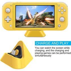 IUGGAN Charging Dock for Nintendo Switch Lite and Nintendo Switch Mini, Compact Charging Stand Station for Cell Phone with Type C Input Port (Yellow)