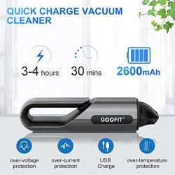 GOOFIT Car Portable Handheld Wireless Vacuum Cleaner with Suction Nozzle and Dust-Proof Storage Cover 4000Pa Car Vacuum Cleaner Super Suction 80w High Power for Car Home Pet Hair Dust Gravel Cleaning