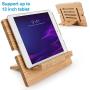Bamboo Tablet Stand Adjustable, Pezin & Hulin Desktop Cell Phone Stand Holder Dock Compatible with Pad Pro 9.7, 10.5, 12.9, Air 2 3 4 Mini, Kindle, Phone 8 Plus X XS Max XR (Support to 13" Devices)