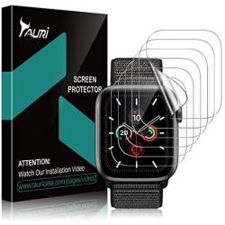 TAURI [6-Pack] Screen Protector for Apple Watch Series 5/4 40mm and Series 3/2/1 38mm, iWatch 40mm/38mm [Bubble Free] Case-Friendly Scratch-resistant HD Clear TPU Flexible Film