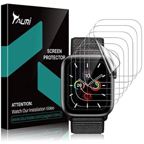TAURI [6-Pack] Screen Protector for Apple Watch Series 5/4 40mm and Series 3/2/1 38mm, iWatch 40mm/38mm [Bubble Free] Case-Friendly Scratch-resistant HD Clear TPU Flexible Film