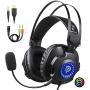 [New Version] EasySMX Xbox One Headset with Automatic Cycling RGB LED Lights, PS4 Headset with Noise Cancelling Mic, Gaming Headphones for PC, Laptop, Mac, PS3, Switch, PS4 Headphones
