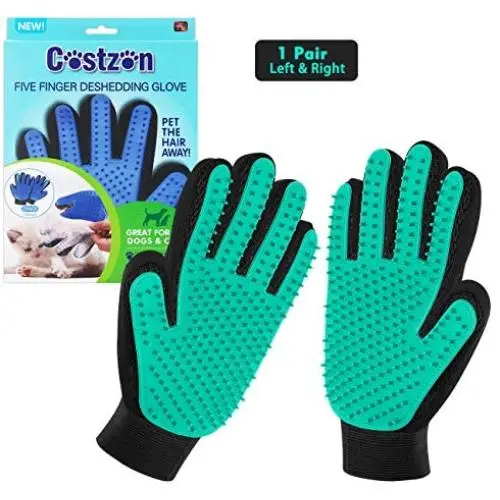 Pet Hair Remover Glove for Cat Dog, Pet Grooming Glove for Dog Cat Brush Gentle Shedding and Grooming Pet Supplies Massage Mitt Enhanced Five Finger Design Efficient for Long & Short Fur Pet, 1 Pair