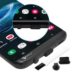 PortPlugs Anti Dust Plugs USB C (10 Pairs) - Compatible with Samsung s10, s8, s9 Plus, Note 9, Pixel, Any Type C with Headset Jack Silicone (Black)