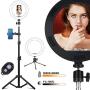 10" Ring Light with High 57" Light Stand Double stents with Tripod Stand and Phone Holder, Dimmable Desk Makeup Ring Light,for iPhone/YouTube Video Live Stream Equipment/Photography/Makeup/Vlog