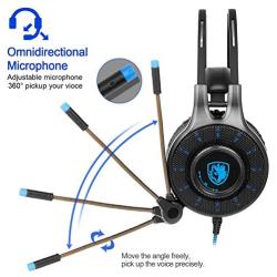 SADES SA936 Gaming Headset for Xbox One, PS4, PC Gaming Headset Over Ear Headphones with Mic Light Weight Design Volume Control (Black&Blue)