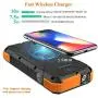 Solar Charger, 20000mAh Qi Wireless Charger, Portable Solar Power Bank, External Battery Pack for Camping, Outdoor, Fast Charger with 4 Outputs Dual Inputs, Flashlight, Compass by LEO WAY, Orange Solar Charger, 20000mAh Qi Wireless Charger, Portable Solar Power Bank, External Battery Pack for Camping, Outdoor, Fast Charger with 4 Outputs Dual Inputs, Flashlight, Compass by LEO WAY, Orange