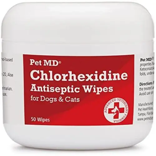 Pet MD Chlorhexidine Wipes with Ketoconazole and Aloe for Cats and Dogs, 50 Count Pet MD Chlorhexidine Wipes with Ketoconazole and Aloe for Cats and Dogs, 50 Count