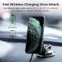 Wireless Charging Magnetic Car Mount PITAKA MagEZ Mount Qi Only Compatible with MagEZ Case/MagEZ Case Pro Fast Charging Phone Holder with USB A-C Cable Suction Cup for iPhone Galaxy Smartphone