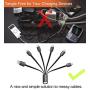 CHAFON Multi Charging Cable Short 3A,6 in 1 USB Charger Cord with 2 USB C,2 Phone,Micro Adapter Ports Replacement for Cell Phone Tablets Speaker and More | Black,5.3 Inch, 2 Pack