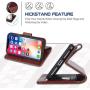 Arae Case for iPhone X/Xs, Premium PU Leather Wallet Case [Wrist Straps] Flip Folio [Kickstand Feature] with ID&Credit Card Pockets for iPhone X (2017) / Xs (2018) 5.8 inch (not for Xr) (Brown)