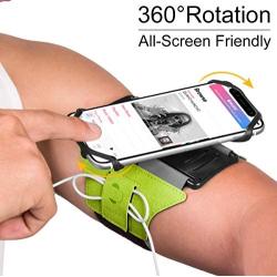 VUP Running Armband for iPhone 11 Pro Max X XR XS 8 7 6 6s Plus,Galaxy S10 S9 S8 Plus, Note 9/8/5/4,Google Pixel 3/2 XL,180°Rotatable with Key Holder Phone Armband for Hiking Biking Walking(Green)