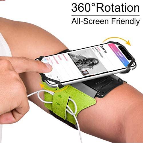 VUP Running Armband for iPhone 11 Pro Max X XR XS 8 7 6 6s Plus,Galaxy S10 S9 S8 Plus, Note 9/8/5/4,Google Pixel 3/2 XL,180°Rotatable with Key Holder Phone Armband for Hiking Biking Walking(Green)
