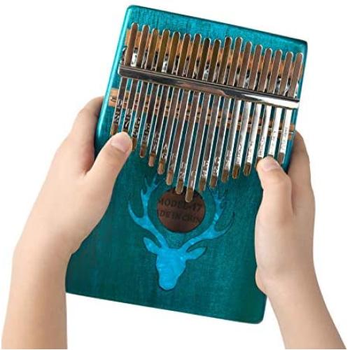 Kalimba Thumb 17 Keys Thumb Piano with Mahogany body builts, Tuning Hammer and Study Instruction -Professional Gift for Music Lovers,piano Beginners and Kids Beginners - Deer
