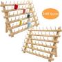 New brothread 2X60 Spools Wooden Thread Rack/Thread Holder Organizer with Hanging Hooks for Embroidery Quilting and Sewing Threads