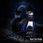 Kootop Stereo Gaming Headset for Xbox one,PS4 PC, Noise Cancelling Over Ear Headphones with Mic,Soft Earmuffs,Bass Surround,LED Light,for Laptop Tablet Phone(Black&Blue)