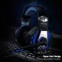 Kootop Stereo Gaming Headset for Xbox one,PS4 PC, Noise Cancelling Over Ear Headphones with Mic,Soft Earmuffs,Bass Surround,LED Light,for Laptop Tablet Phone(Black&Blue)