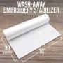 Wash Away Water Soluble Stabilizer for Embroidery (10&quotx30 Yards) Fits 5x7 Hoops, Wash-Away Stabilizer Topping for Embroidery Machine & Hand Sewing, Nylon Spun Wash Away Stabilizer