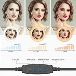 Selfie LED Ring Light, 6.5‘’ Selfie Cirle Led Light with Stand & Phone Holder, Make-up Mirror USB Control with Camera Remote Shutter 10 Brightness Levels Dimmable LED Ring Light for Makeup, Game Live