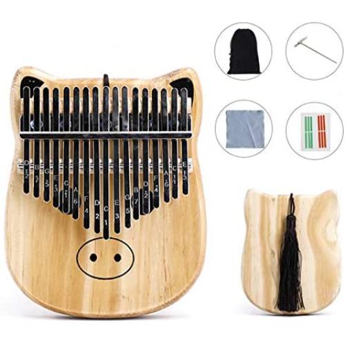 Piggy Kalimba 17 Keys Portable Thumb Piano Finger Piano Knock Piano Musical Instrument with Tuning Hammer & Piano Bag