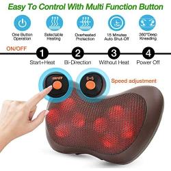 Shiatsu Neck Back Massager Kneading Massage Pillow with Heat for Back, Neck, Lower Back and Shoulder, Massager with 8 Heated Rollers for Stress Relax at Home Office and Car Chair,Adjustable Speeds