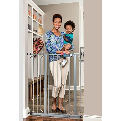 Regalo Easy Step Extra Tall Metal Walk Thru Baby Gate Safety gate, Platinum