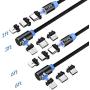 TOPK USB Magnetic Cable,(4-Pack,1ft/3ft/6ft/6ft) 3 in 1 Magnetic Charging Cable,Nylon Braided Magnetic Charger with Led Light,Compatible with Micro USB,Type C and iProduct