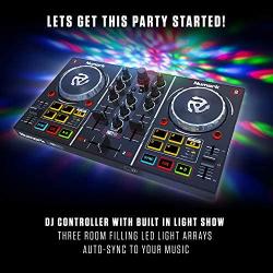 Numark Party Mix | Complete DJ Controller Set for Serato DJ with 2 Decks, Party Lights, Headphone Output, Performance Pads and Crossfader / Mixer