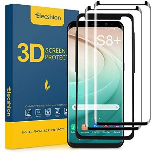 (2-Pack) Galaxy s8 Plus Screen Protector, Elecshion Dot Matrix Tempered Glass 3D Curved Screen Protector for Samsung Galaxy S8 Plus with Easy Installation Tray