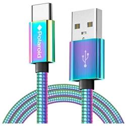 Polaroid 5ft USB C Cable - Universal USB Type C Charging Cable for Smartphone - Flexible USBC Charger Cable - USB-C Cables for Android Phone, Tablet, Samsung Galaxy Cord - Colorful/Iridescent