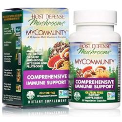 Host Defense, MyCommunity Capsules, Advanced Immune Support, Mushroom Supplement with Lion’s Mane, Reishi, Vegan, Organic, 30 Capsules (15 Servings)