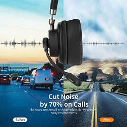 Trucker Bluetooth Headset with Microphone, KKUYI 40 Hrs Wireless Headset, Noise Cancelling Mic, On Ear Headphones, Cell Phone, Skype, Truck Driver, Call Center