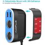 Quick Charge 3.0 Car Charger, AUOPLUS 96W 2 Socket Cigarette Lighter Power Adapter 12V/24V DC Outlet Splitter 5.4A Dual USB Ports for iPhone Android Samsung GPS Dash Cam