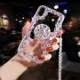 Case for iPhone Xs Cute,Aulzaju iPhone X 5.8 Inch Clear Crystal Rhinestone Case with Ring Stand iPhone Xs Luxury Bling Diamond Fashion TPU Cover with Lanyard for Girl Women-Silver