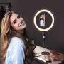 10 inch Ring Light with Tripod Stand - Foleto LED Camera Selfie Light Ring with iPhone Tripod and Phone Holder for Video Photography Makeup Live Streaming, Compatible with iPhone and Android Phone