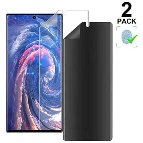 [2 Pack] Galaxy Note 10 Privacy/HD Screen Protector, Anti-Spy Flexibel Film TPU Screen Protector for Galaxy Note 10 6.3 Inch 2020 [Support Fingerprint ID] [Case Friendly] [Full Coverage] - Black