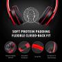 Wireless Headset with Mic, Foldable Bluetooth Headphone with 3.5mm Audio Jack, Built-in Noise Cancelling Microphone, Support for Plug-in Card, for PC, Phone(Black+red)