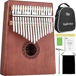 Kalimba,Eison Kalimba Thumb Piano 17 keys with Case Bag, African Finger Piano Kit, Cloth bag, Instruction, Tune Hammer, Key Stickers, Solid Wood Mahogany Body- Best Gift for Music Fans Adult Kids