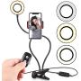 Selfie Ring Light with Cell Phone Holder Stand for Live Stream & Makeup Including Selfie Remote Shutter, UBeesize LED Camera Light with Flexible Long Arms, Compatible with Android Phone iPhone