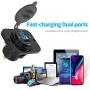 MICTUNING Dual USB Charger Socket 2.1A & 2.1A Power Outlet with Digital Voltmeter Blue LED Light 12-24V for Car Boat Marine Mobile
