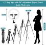 Selfie Ring Light 12" with 56" Extendable Tripod Stand & 2 Phone Holder for iPhone and Android Phone, Lusweimi Dimmable Led Ring lights for Live Stream/YouTube/TikTok/Makeup/Photography