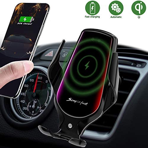 LUKKAHH R3 Wireless Car Charger Mount,Auto-Clamping Air Vent Phone Holder,10W Qi Fast Car Charging,Compatible iPhone 11/11 Pro/11 Pro Max/XS/XS Max/X/8/8+, Samsung Note9/Note10/S9+/S10+(Deep Black)