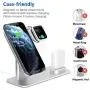 MITERV Wireless Charger, 3 in 1 Qi-Certified Fast Charging Dock Station for iPhone 11/11 Pro Max/XR/XS/X/8/8P Nightstand Mode for Apple Watch Series 5/4/3/2/1 Airpods Pro/2/1 Sliver