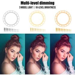 LED Ring Light,10.2 Ring Light with Stand and Phone Holder for Live Streaming Vlogging, Selfie Ring Light with 3 Light Modes and 10 Brightness Level for Makeup, Vlogging, Close Up Photography