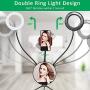SICCOO Ring light,protect eyes and reduce visual fatigue, double ring light with mirror on desktop 5 inch 3200-6500K, Dimmable makeup light for Live Streaming/Youtube Video/Vlogging/Selfie/Photography
