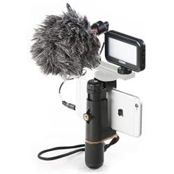 BOYA by-MM1 Shotgun Microphone with PSC1 SmartGrip Selfie Stand with PL30 Light for iPhone X 8 7 7 Plus Samsung Android Smartphone SLR Camera Computer Tripod Vlog Facebook Livestream YouTube Video